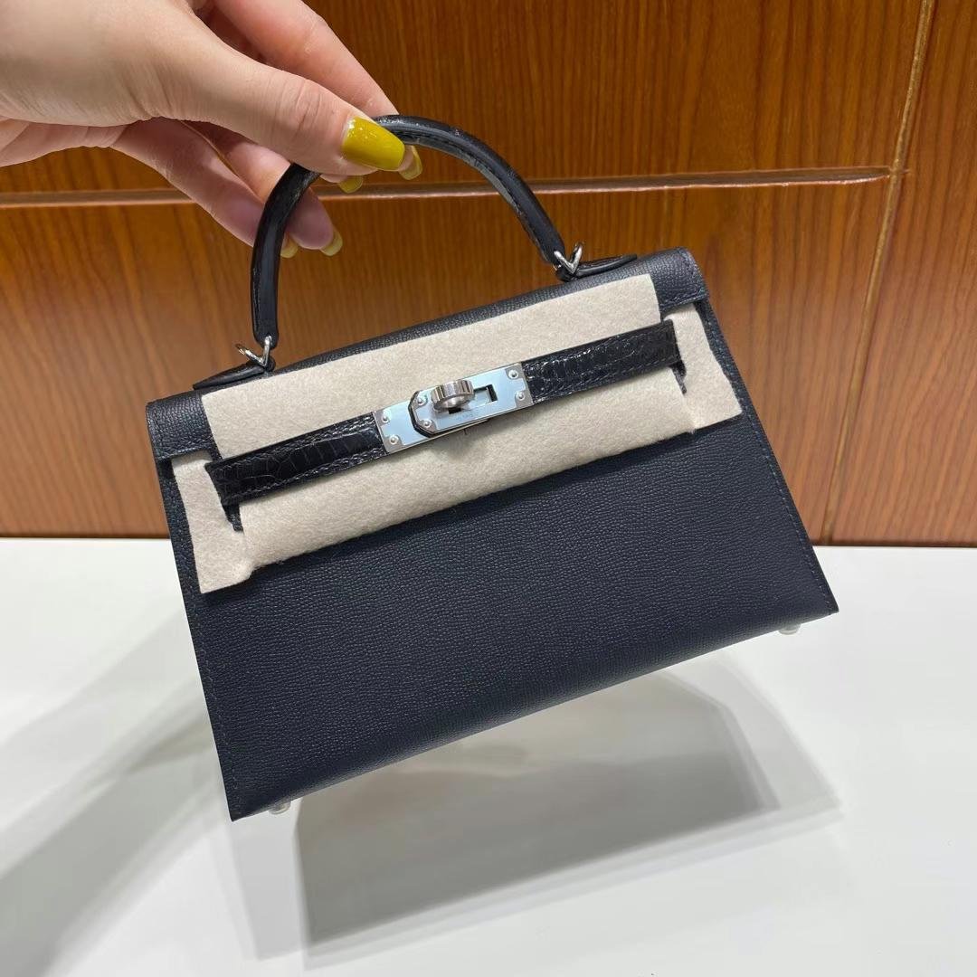 Uncle Bench Hermes Mini Kelly Touch Ck89 Black Silver Hardware 19cm Full Handmade