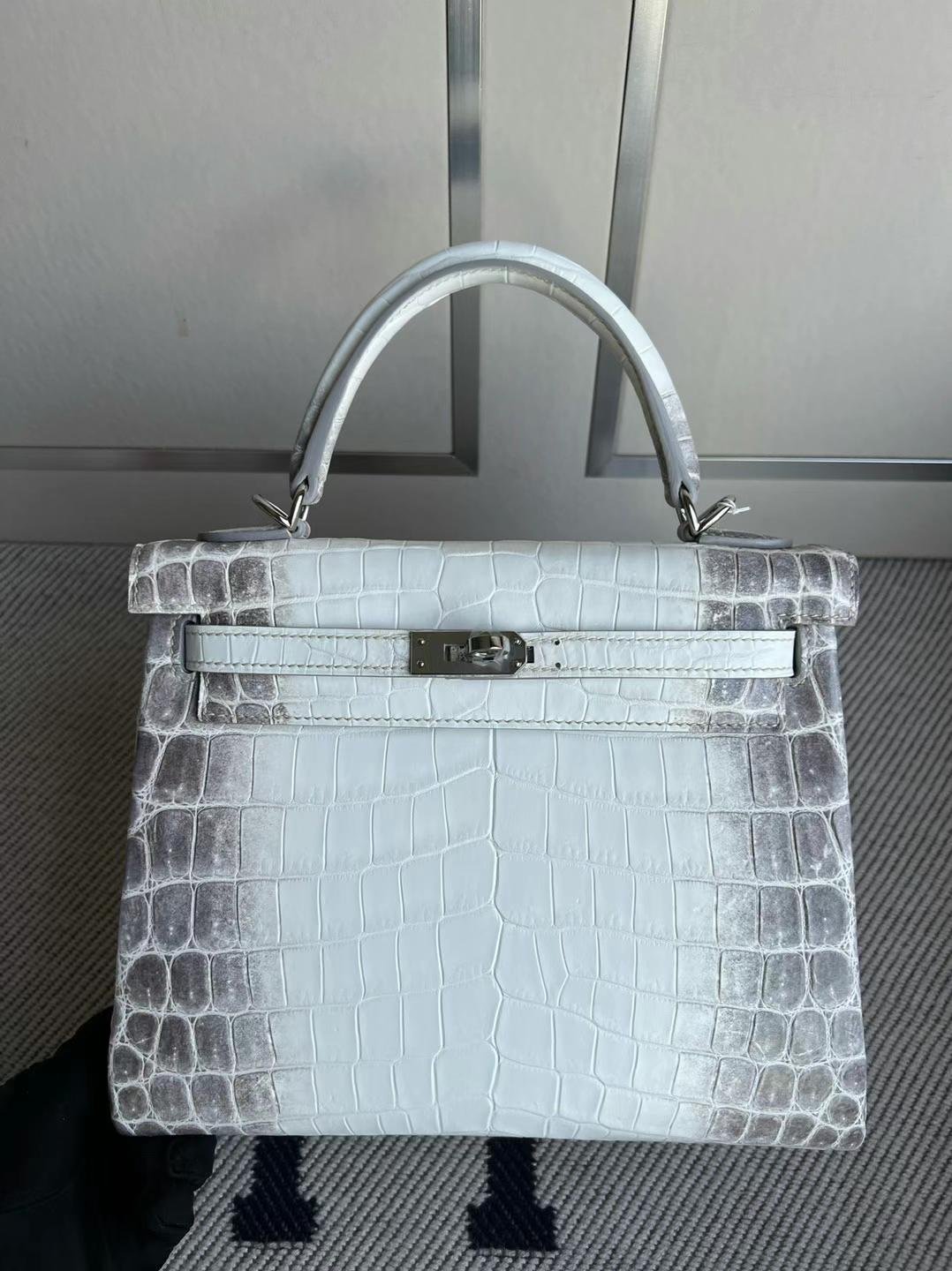 Uncle Bench Hermes Kelly Himalayan Matte crocodile Silver Hardware 25cm Full Handmade