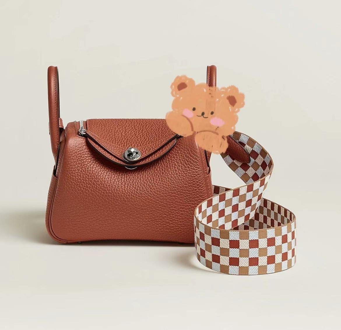 Uncle Bench Hermes mini lindy Clemence & Woven Shoulder C6 Pumpkin color Silver Hardware 20cm Full Handmade