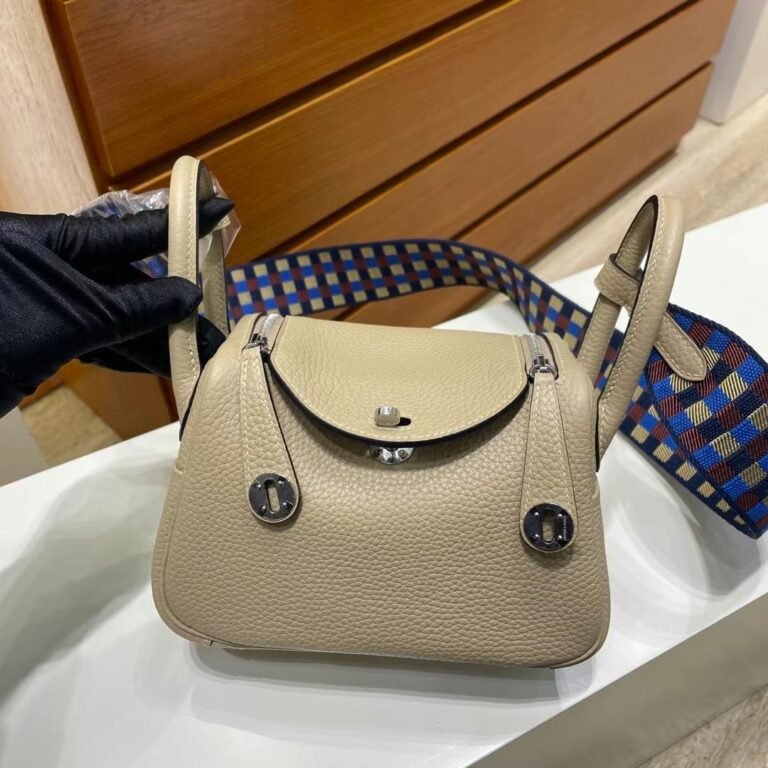 Uncle Bench Hermes mini lindy Clemence & Woven Shoulder S2 Trench Grey Silver Hardware 20cm Full Handmade