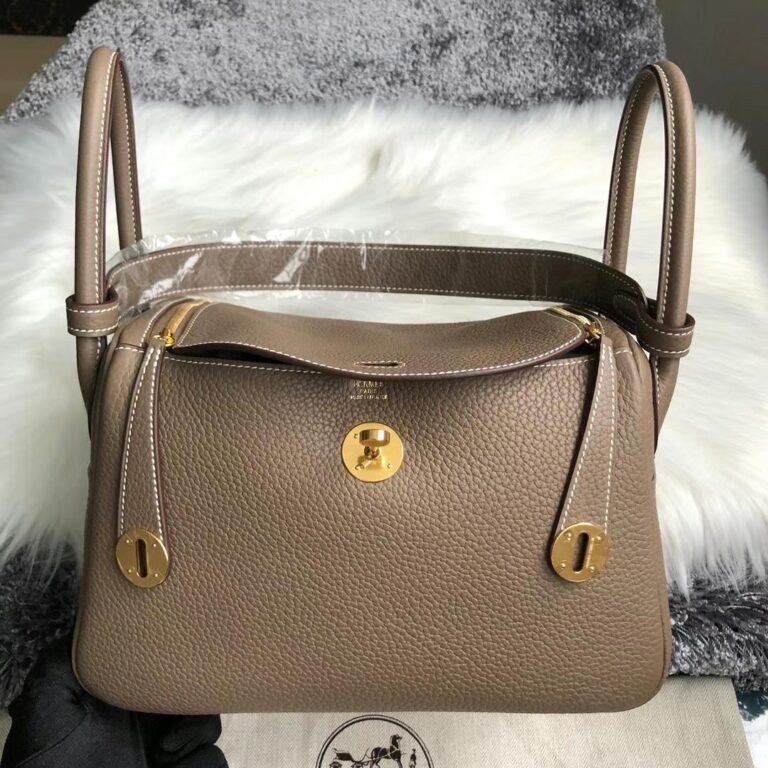 Uncle Bench Hermes Lindy Clemence Ck18 Etoupe Grey Gold Hardware 26cm Full Handmade