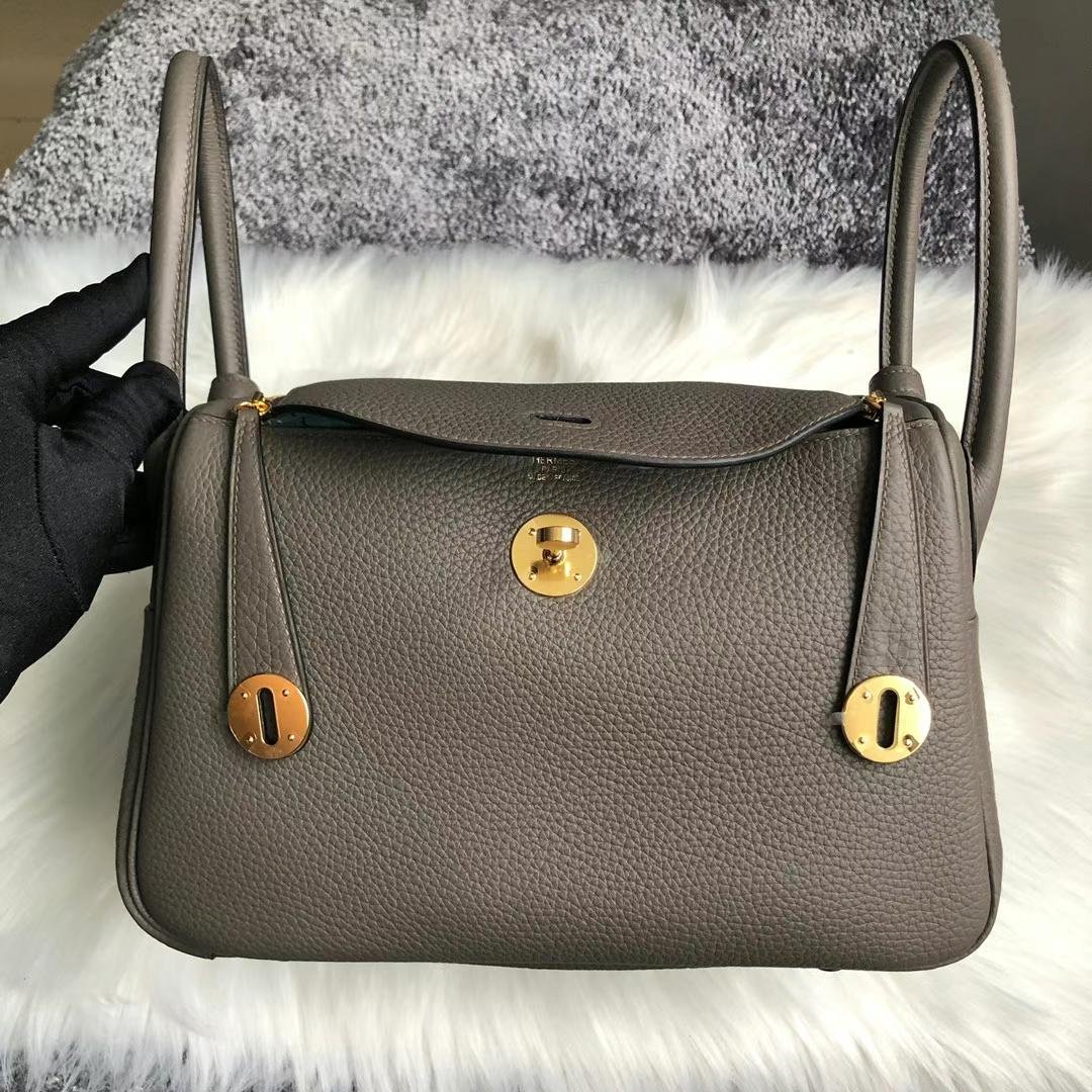 Uncle Bench Hermes Lindy Clemence 8F tinware grey Gold Hardware 26cm Full Handmade