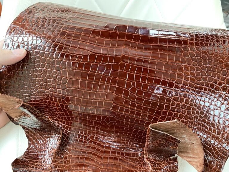 Uncle Bench Hermes New Leather shiny porosus crocodile CC34 Miel Brown