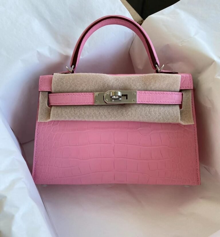 Uncle Bench Hermes Mini Kelly Matte Alligator 5P sakura pink Silver Hardware 19cm Full Handmade