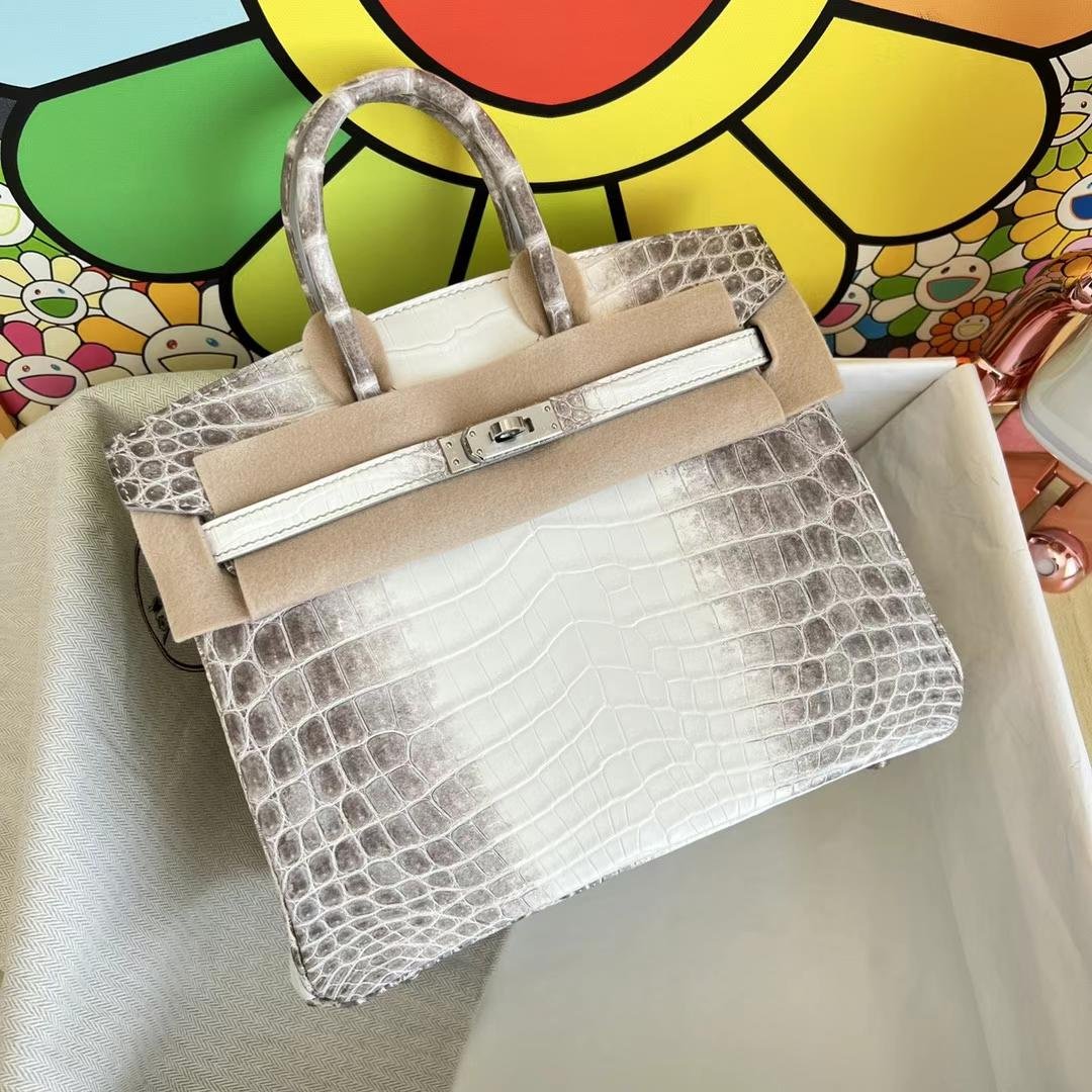 Uncle Bench Hermes Birkin Himalaya Matte crocodile Silver Hardware PHW 25cm Full Handmade