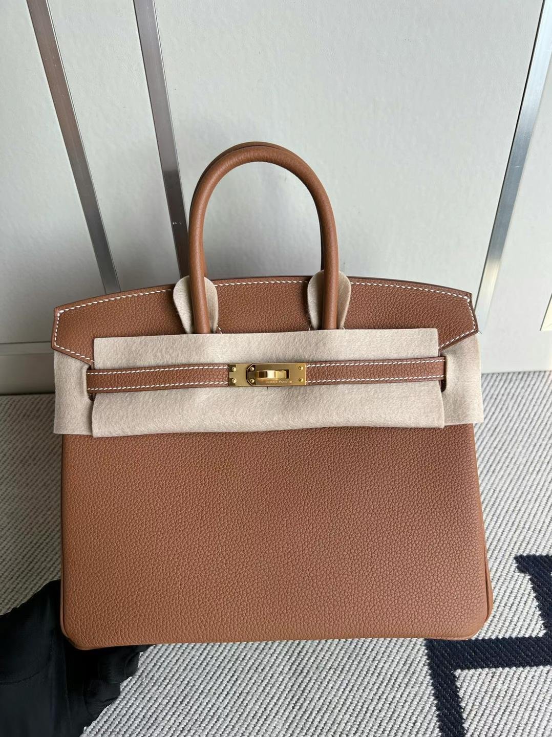 Uncle Bench Hermes Birkin Togo Ck37 Golden brown Gold Hardware 25cm Full Handmade