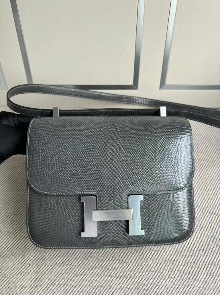 Uncle Bench Hermes Constance Lizard 8F tinware grey Silver Hardware PHW 24cm Full Handmade