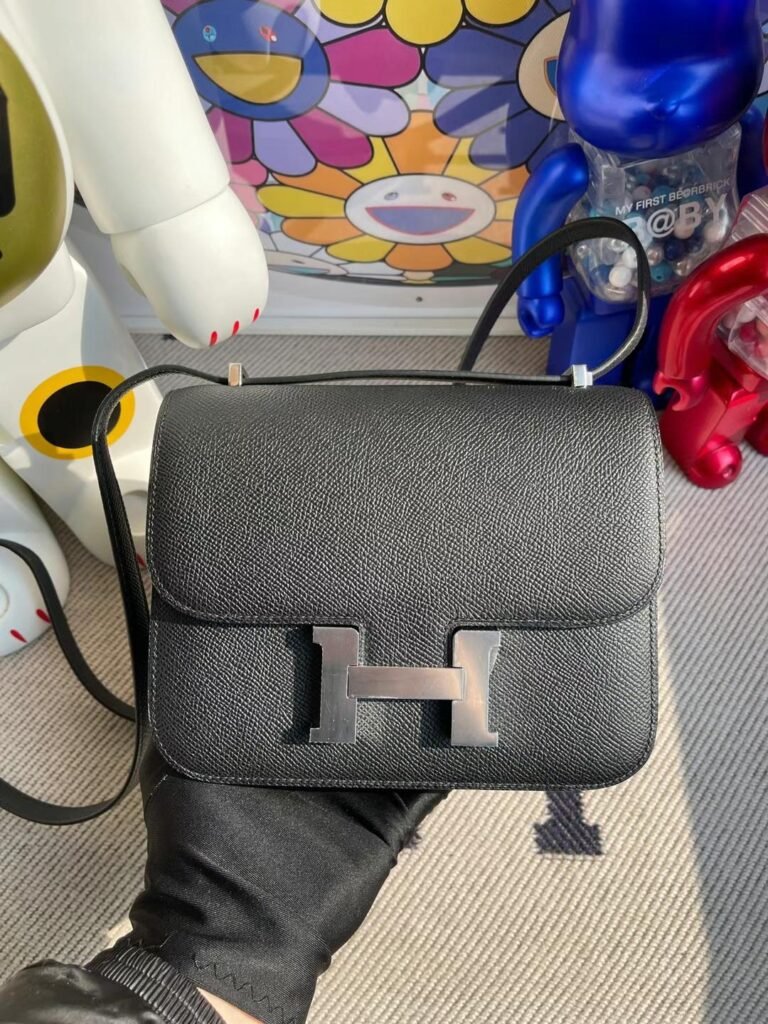 Uncle Bench Hermes Constance Epsom Ck89 Black Silver Hardware PHW 18cm Full Handmade