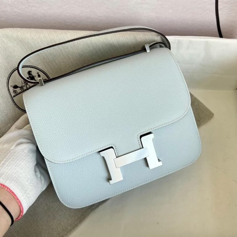 Uncle Bench Hermes Constance Epsom T0 Light blue Silver Hardware 19cm Full Handmade