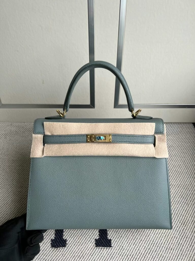 Uncle Bench Hermes Kelly Epsom Cc63 almond green Gold Hardware 25cm Full Handmade