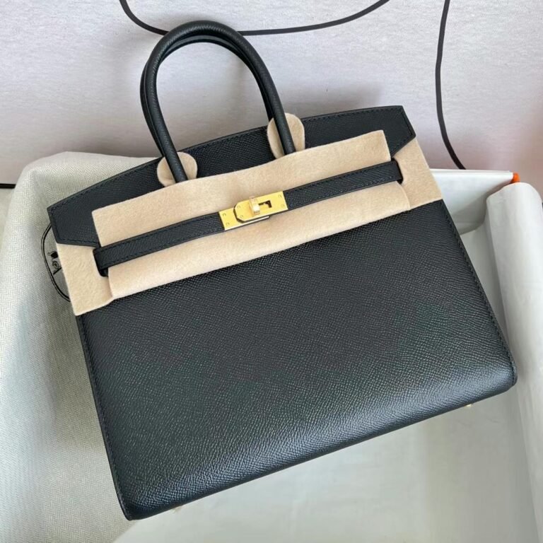 Uncle Bench Hermes Birkin Epsom Sellier Ck89 Black Gold Hardware GHW 25cm Full Handmade