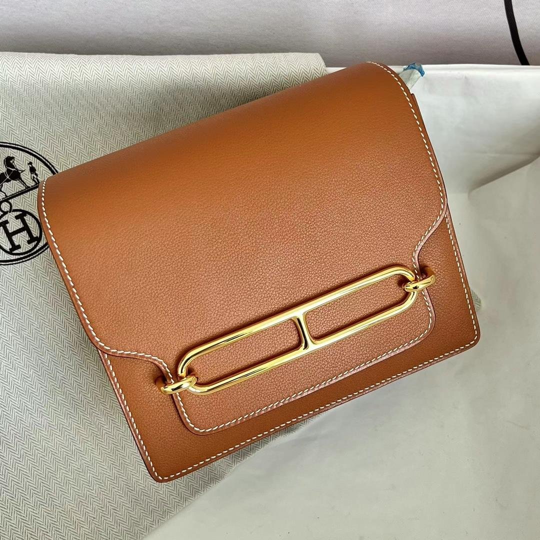 Uncle Bench Hermes Roulis Evercolor Ck37 Golden brown Gold Hardware GHW 18cm Full Handmade