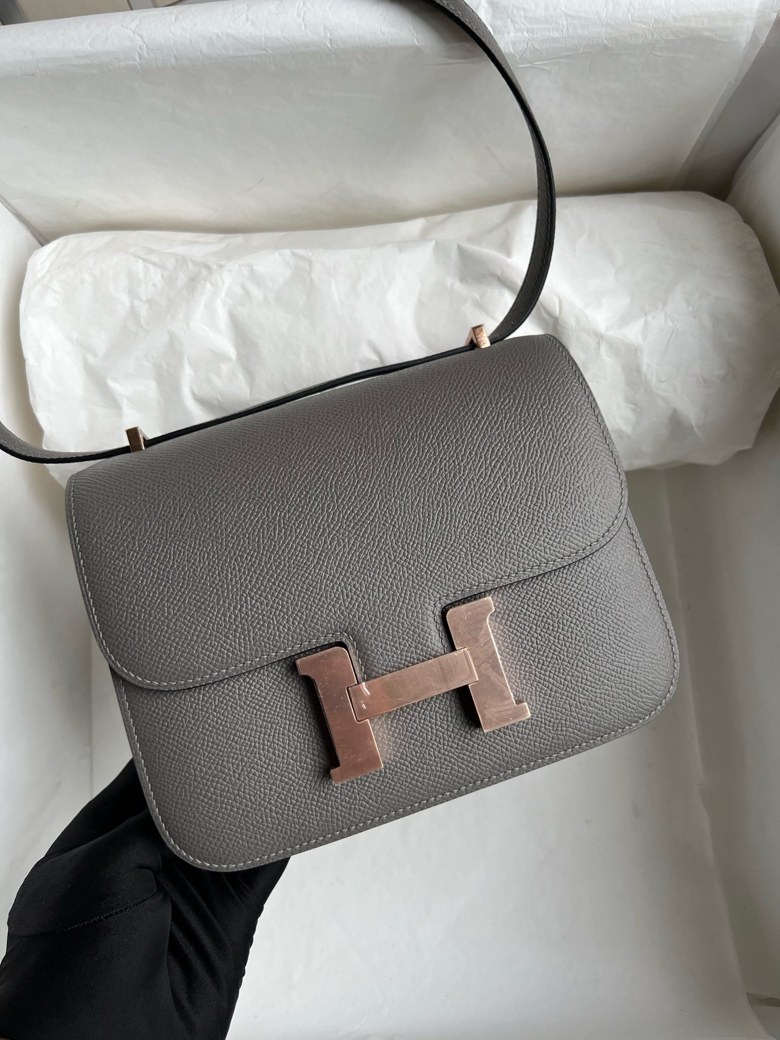 Uncle Bench Hermes Constance Epsom OL Gris meyer Rose Gold Hardware 18cm Full Handmade