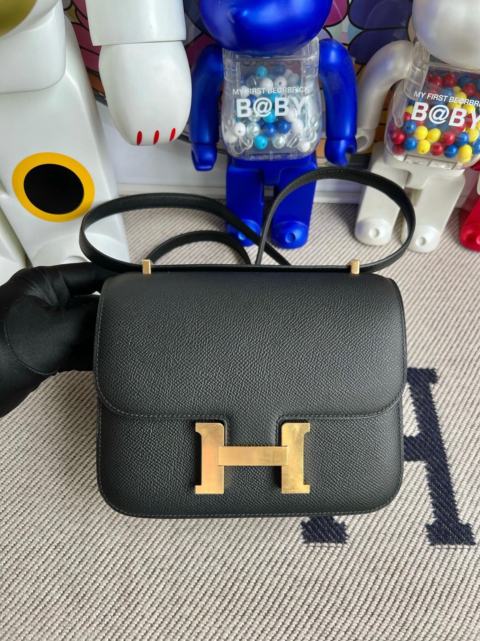 Uncle Bench Hermes Constance Epsom ck89 Noir Gold Hardware GHW 18cm Full Handmade
