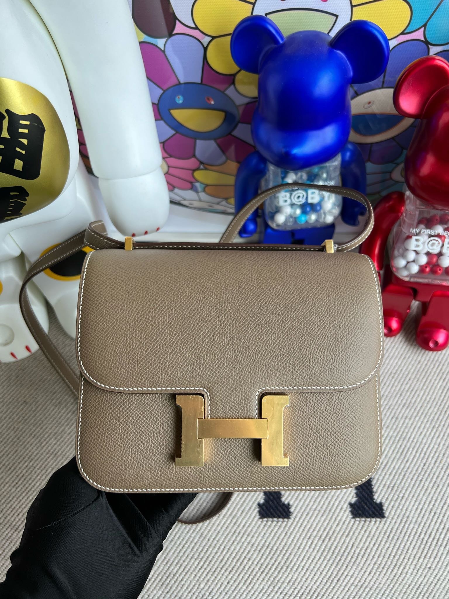 Uncle Bench Hermes Constance Epsom ck18 etoupe grey Gold Hardware 18cm Full Handmade