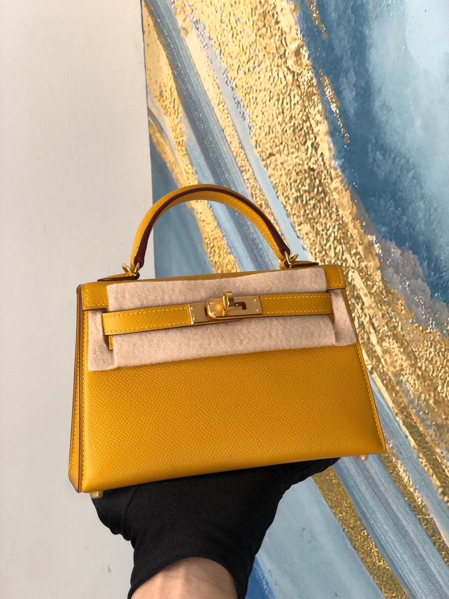 Uncle Bench Hermes Mini kelly ll Epsom 9D Amber yellow Gold Hardware GHW 19cm Full Handmade