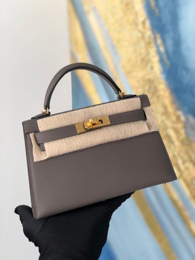 Uncle Bench Hermes Mini kelly ll Epsom 8F Etain Grey Gold Hardware GHW 19cm Full Handmade
