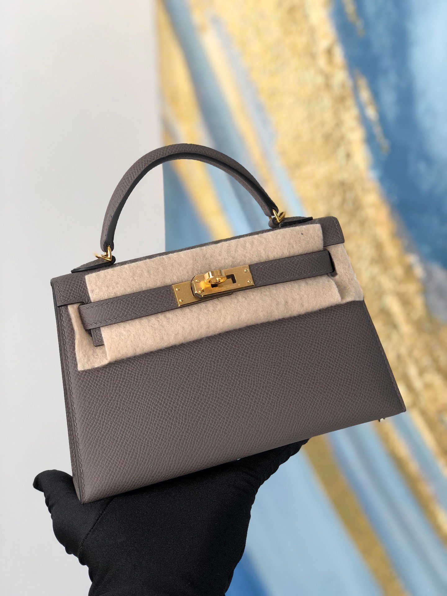 Uncle Bench Hermes Mini kelly ll Epsom 8F Etain Grey Gold Hardware GHW 19cm Full Handmade