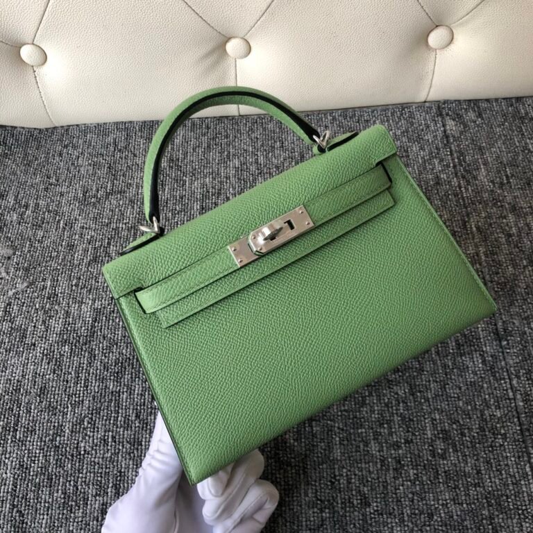 Uncle Bench Hermes Mini kelly ll Epsom 3i Avocado green Silver Hardware PHW 19cm Full Handmade