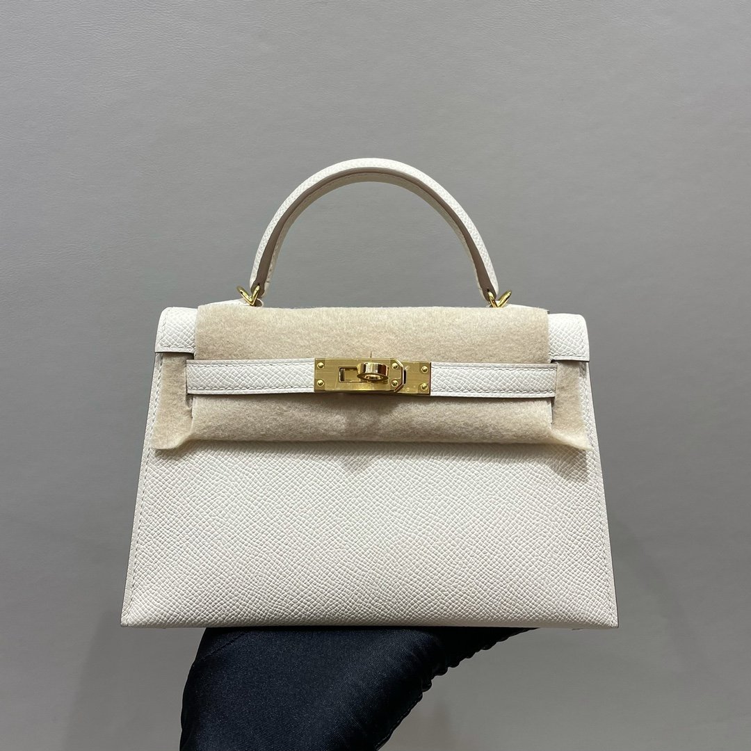 Uncle Bench Hermes Mini kelly ll Epsom ck10 Creamy white Gold Hardware GHW 19cm Full Handmade