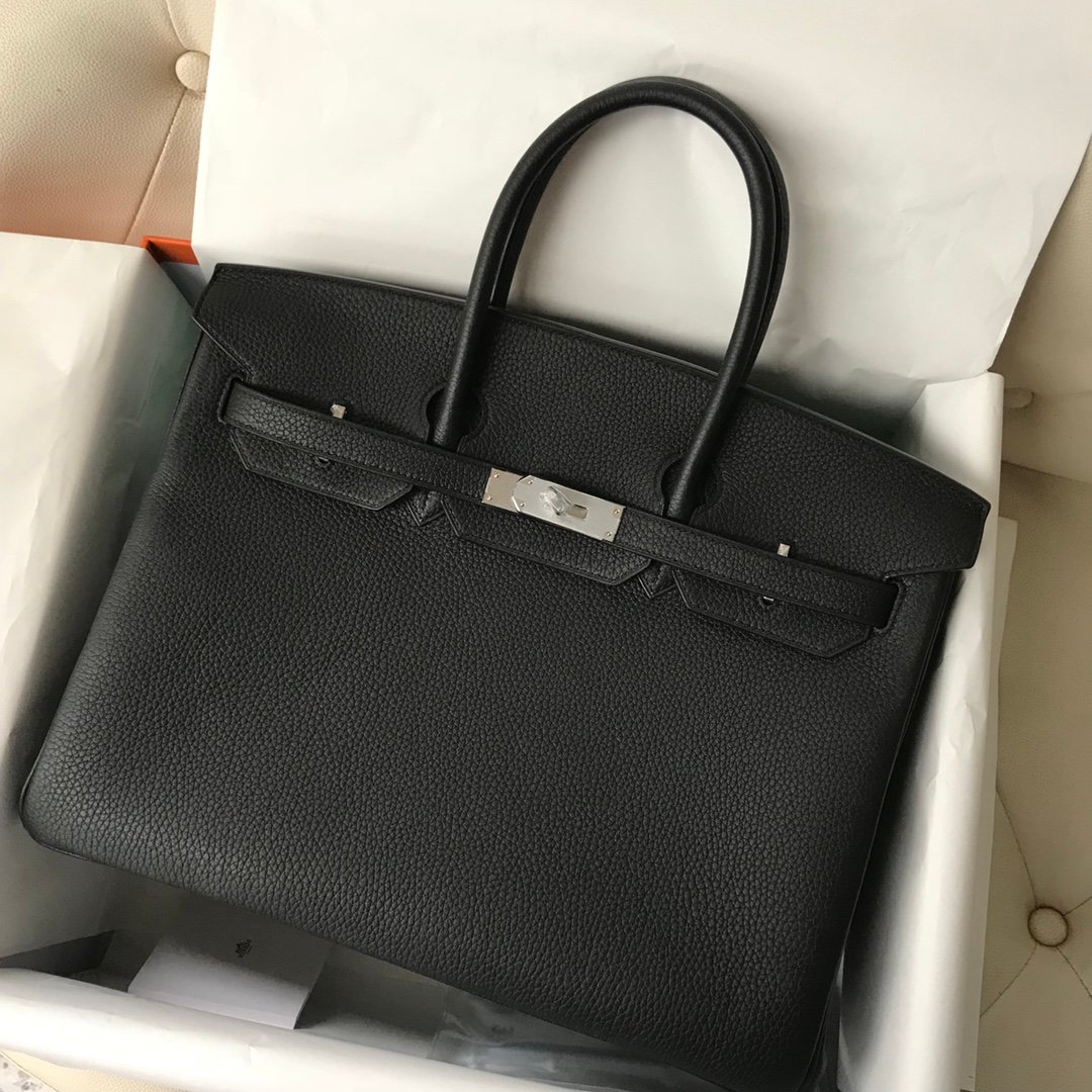 Uncle Bench Hermes Birkin Togo ck89 Noir Silver Hardware 30cm Full Handmade