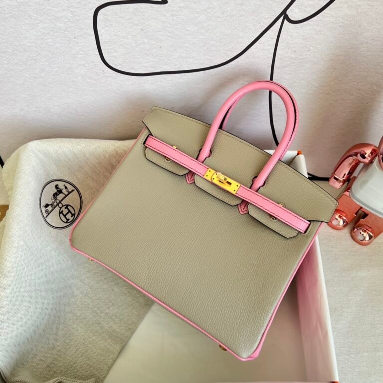 Uncle Bench Hermes Birkin Chevre Griss & Rose Sakura Gold Hardware 25cm Full Handmade