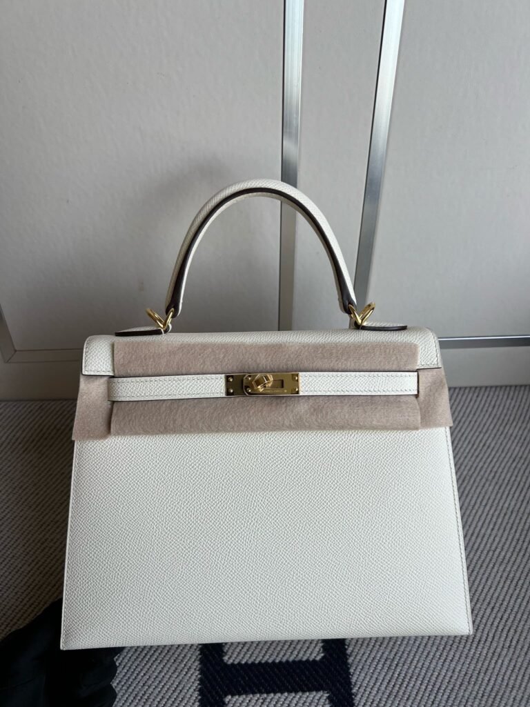 Uncle Bench Hermes Kelly Epsom Creamy white Gold Hardware GHW 25cm Full Handmade