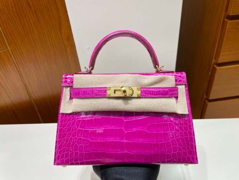 Uncle Bench Hermes Mini kelly ll Alligator shiny J5 Rose pink Gold Hardware PHW 19cm Full Handmade