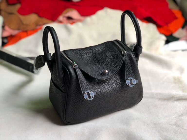 Uncle Bench Hermes Mini lindy TC ck89 Noir Silver Hardware PHW 20cm Full Handmade