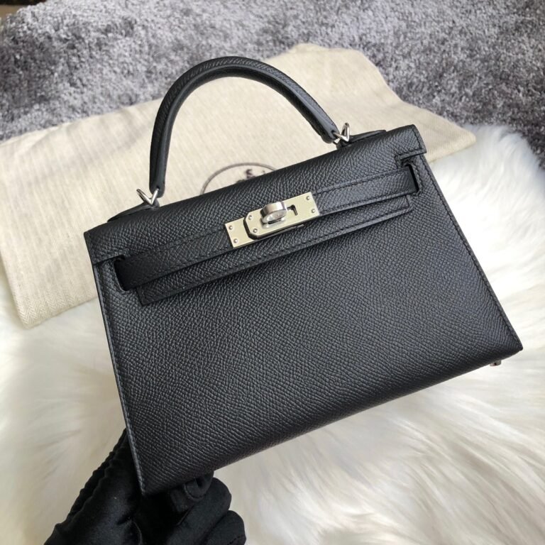Uncle Bench Hermes Mini Kelly ll Epsom ck89 Black Silver Hardware PHW 19cm Full Handmade