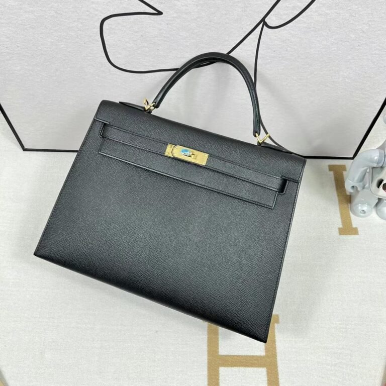 Uncle Bench Hermes Kelly Epsom Ck89 black Gold Hardware GHW 32cm Full Handmade