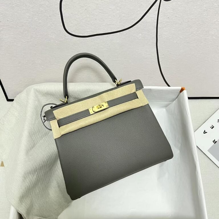 Uncle Bench Hermes Kelly Togo 0L Gris meyer Gold Hardware GHW 25cm Full Handmade