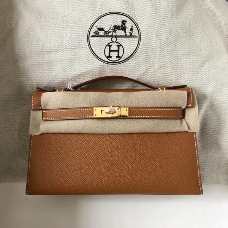 Uncle Bench Hermes Mini Kelly Pochette Epsom Ck37 Golden brown Gold Hardware 22cm Full Handmade
