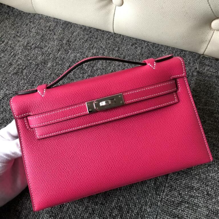 Uncle Bench Hermes Mini Kelly Pochette Epsom E5 Rose pink Silver Hardware 22cm Full Handmade