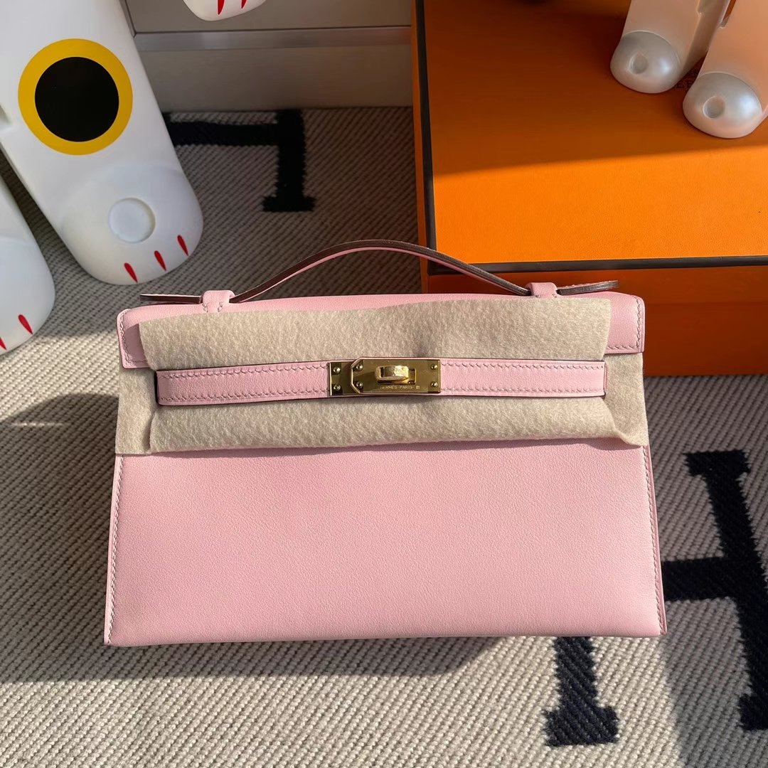 Uncle Bench Hermes Mini Kelly Pochette Swift 3Q New pink Gold Hardware GHW 22cm Full Handmade