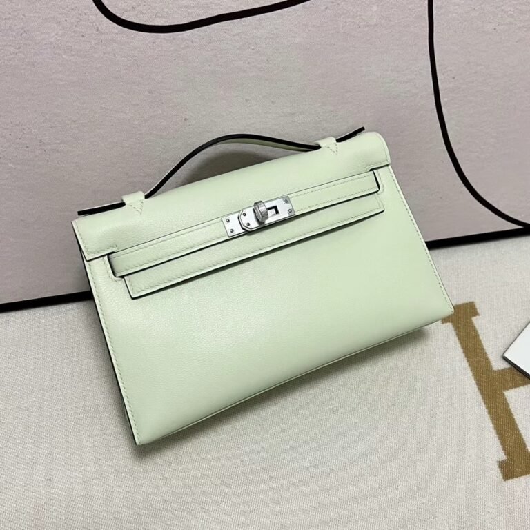 Uncle Bench Hermes Mini Kelly Pochette Swift 0S Light green Silver Hardware 22cm Full Handmade