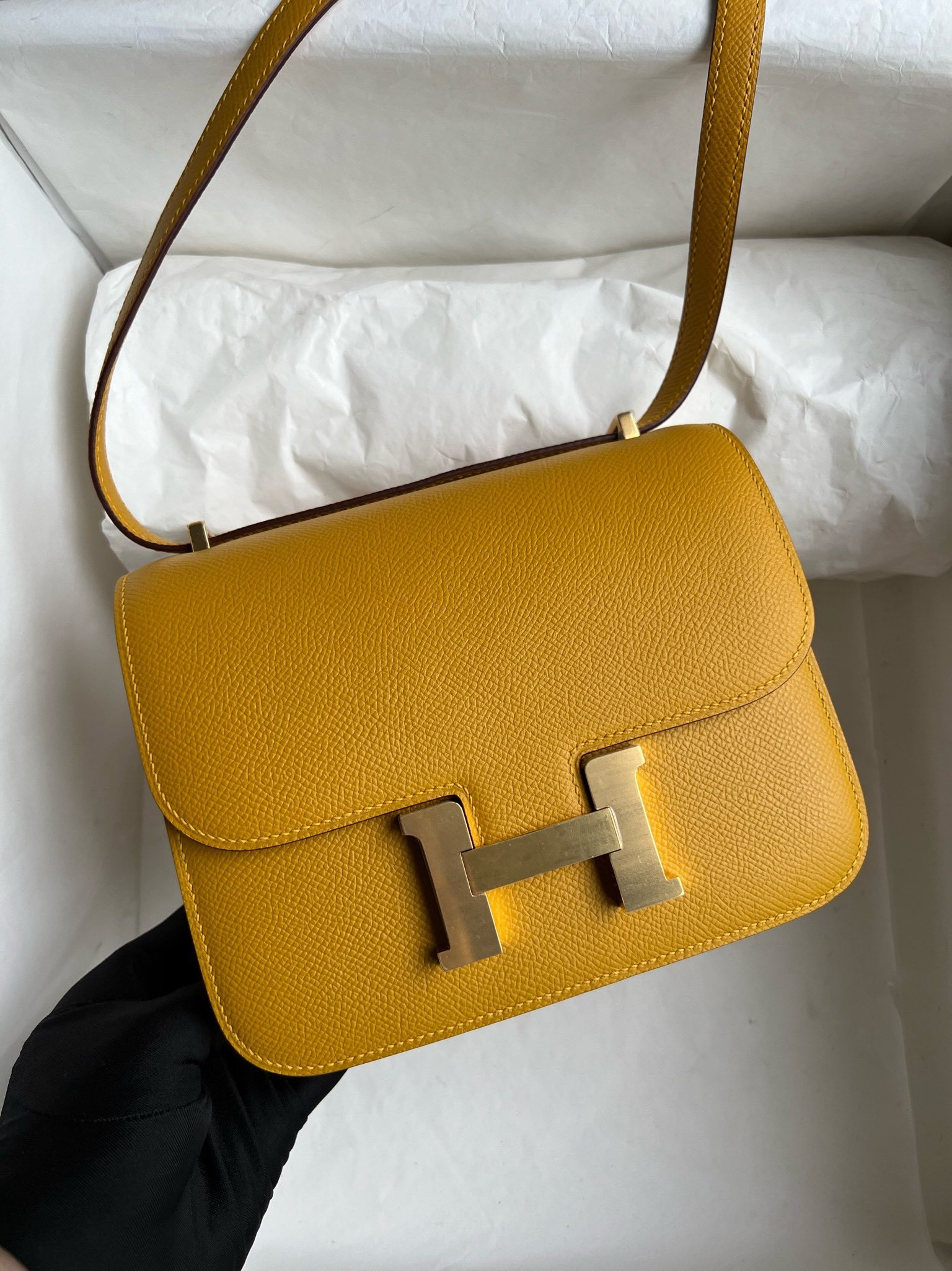 Uncle Bench Hermes Constance Epsom 9D Ambre Yellow Gold Hardware GHW 18cm Full Handmade