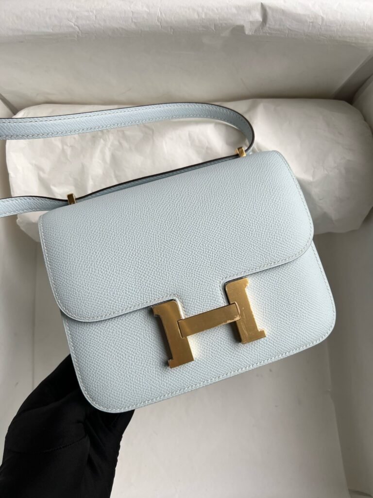 Uncle Bench Hermes Constance Epsom T0 Light blue Gold Hardware GHW 18cm Full Handmade