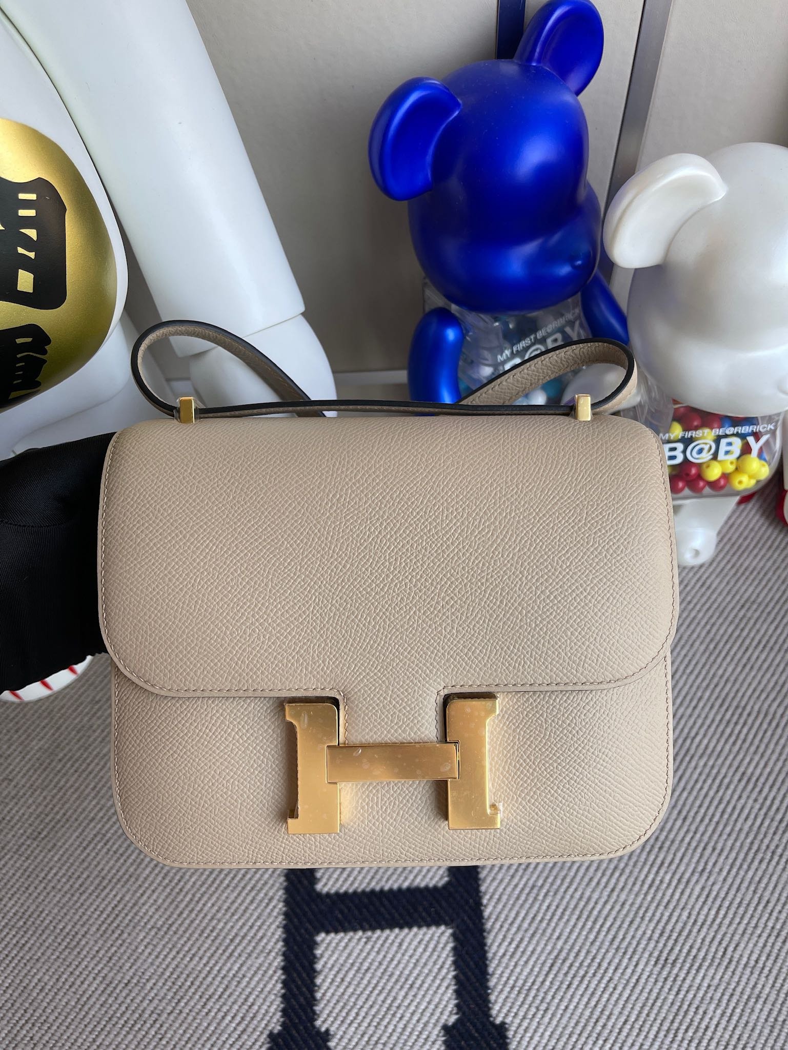 Uncle Bench Hermes Constance Epsom S2 Trench grey Gold Hardware GHW 18cm Full Handmade