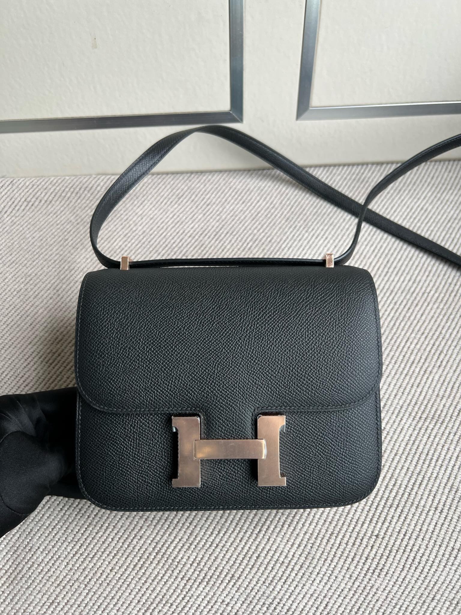 Uncle Bench Hermes Constance Epsom ck89 Noir Rose Gold Hardware 18cm Full Handmade