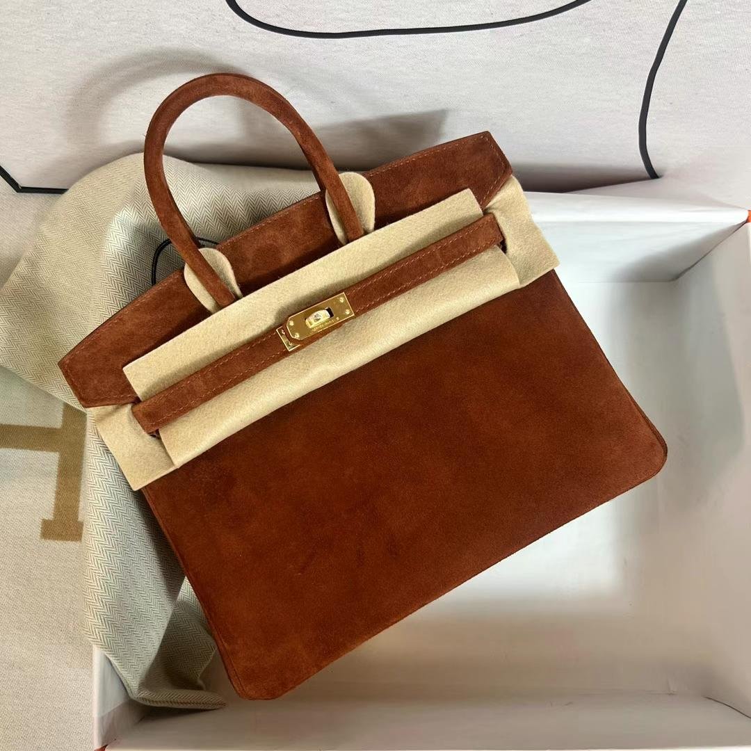 Uncle Bench Hermes Birkin Suede Teddy color Gold Hardware GHW 25cm Full Handmade