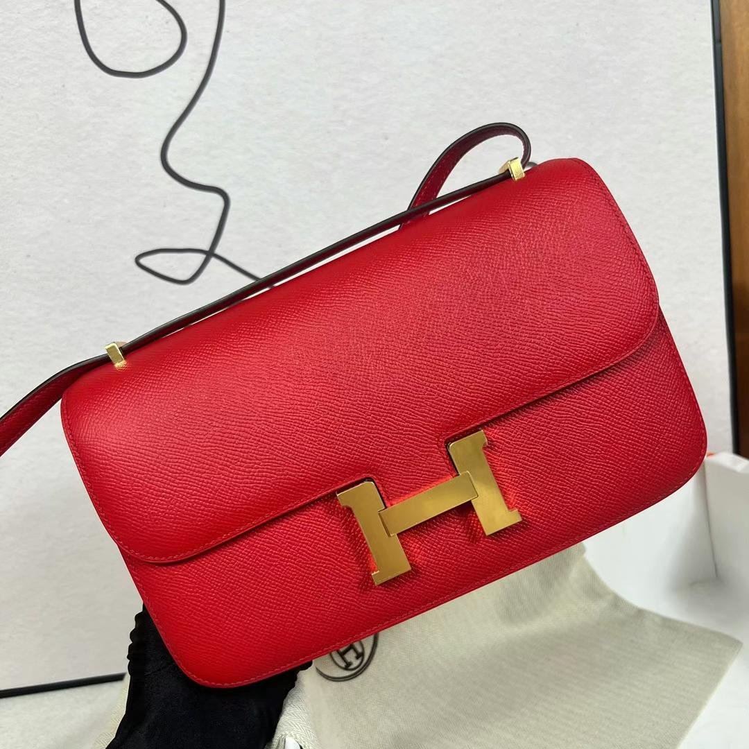 Uncle Bench Hermes Constance elan Epsom Q5 Bright red Gold Hardware Ghw 26cm Full Handmade