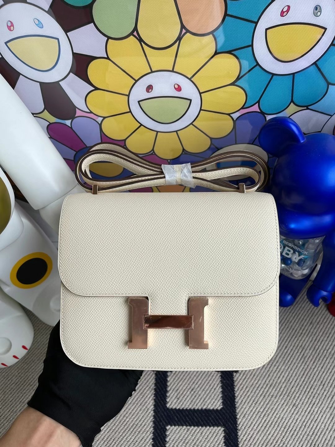 Uncle Bench Hermes Constance Epsom i2 Creamy white Rose Gold Hardware 18cm Full Handmade