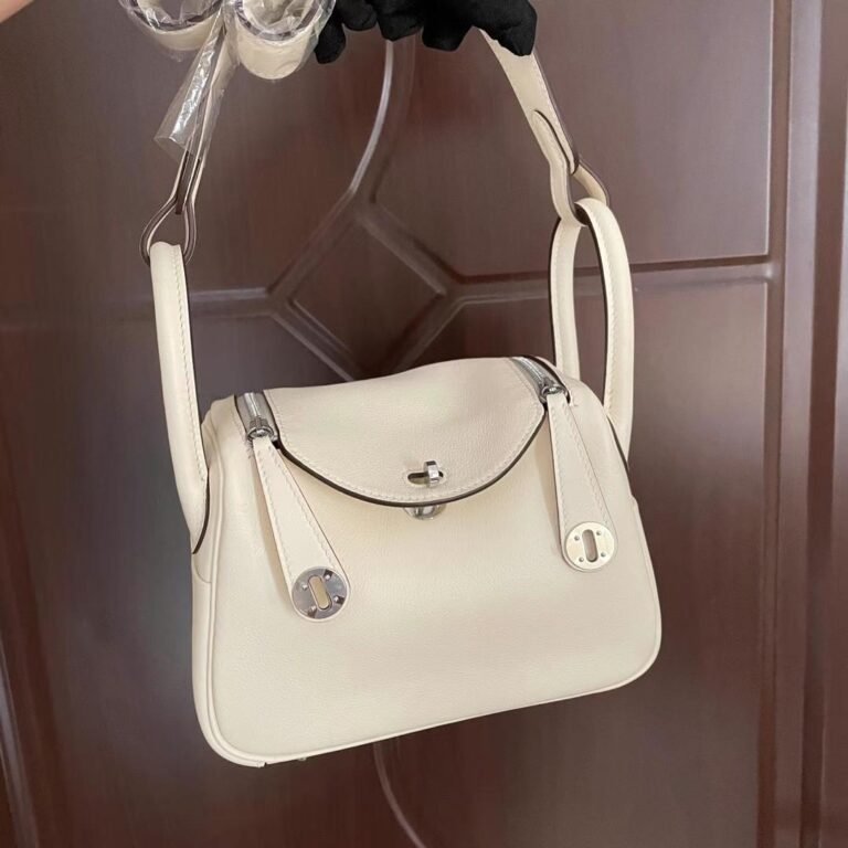 Uncle Bench Hermes Mini Lindy swift i2 Creamy white & Sesame yellow Silver Hardware Phw 19cm Full Handmade
