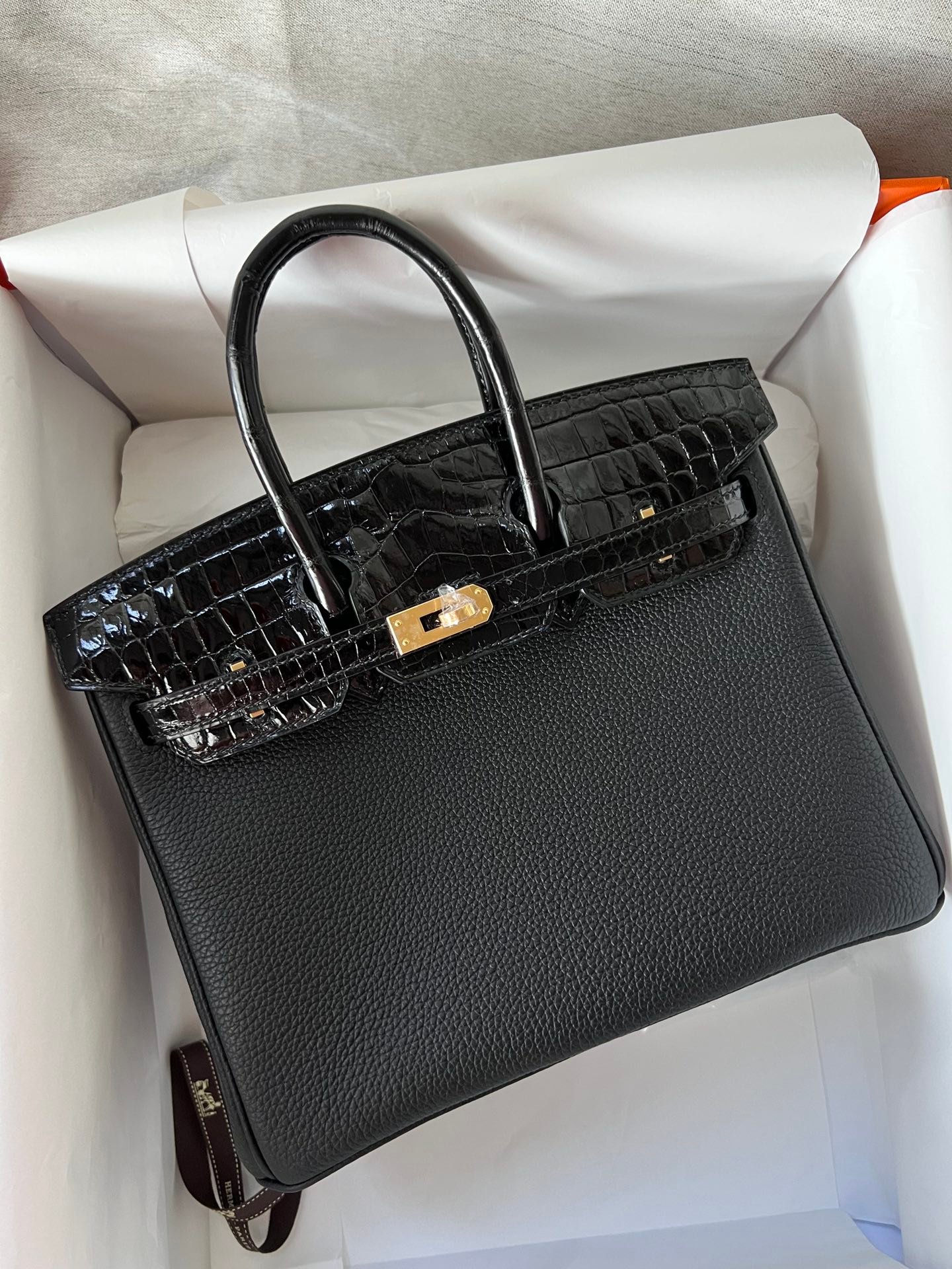 Uncle Bench Hermes Birkin Touch ck89 Noir crocodile shiny Gold Hardware Ghw 25cm Full Handmade