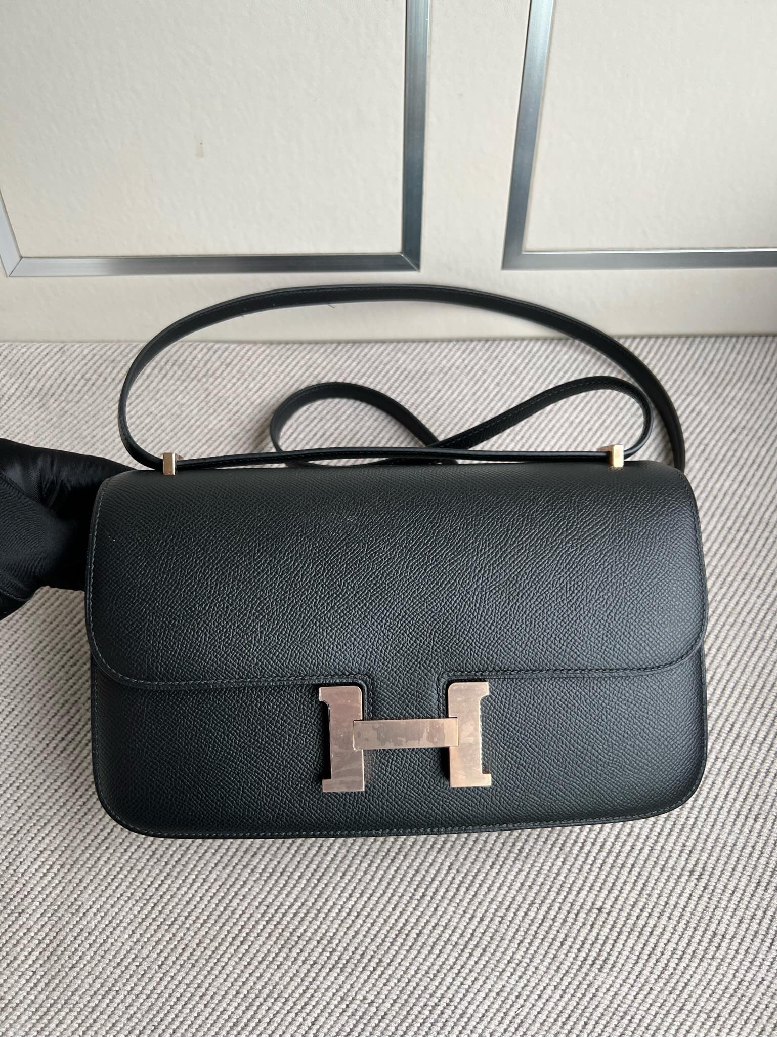 Uncle Bench Hermes Constance elan Epsom ck89 Noir Rose gold Hardware 26cm Full Handmade