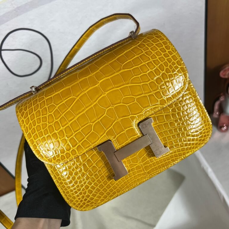 Uncle Bench Hermes Constance Alligator shiny 9D Ambre Gold Hardware GHW 18cm Full Handmade