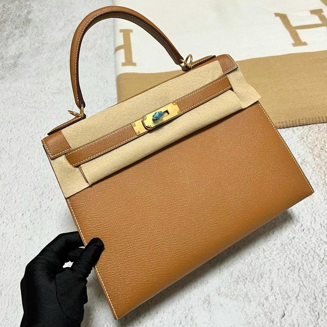 Uncle Bench Hermes Kelly Epsom Ck37 Golden brown Gold Hardware Ghw 28cm Full Handmade