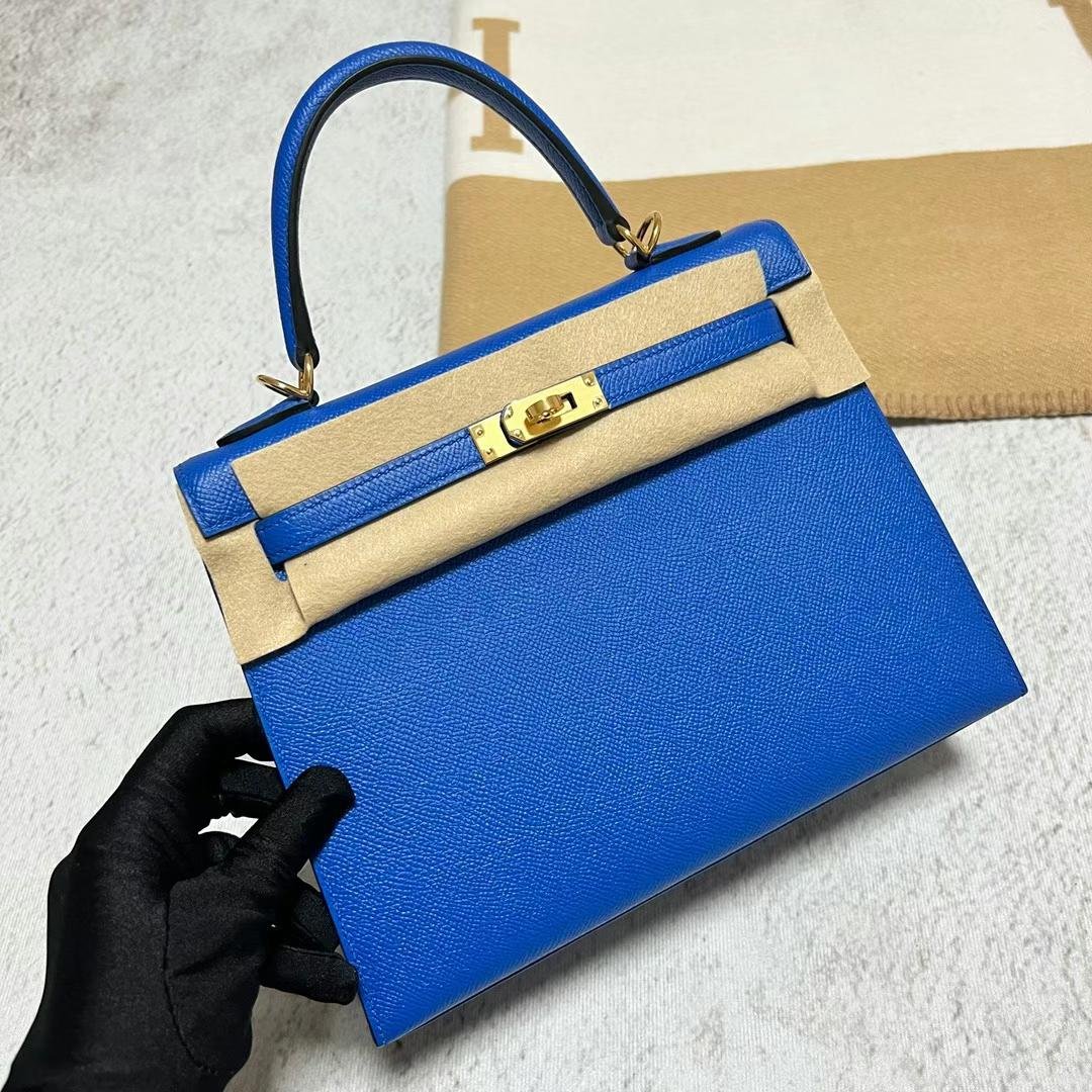 Uncle Bench Hermes Kelly Epsom O8 Bright Blue Gold Hardware Ghw 25cm Full Handmade