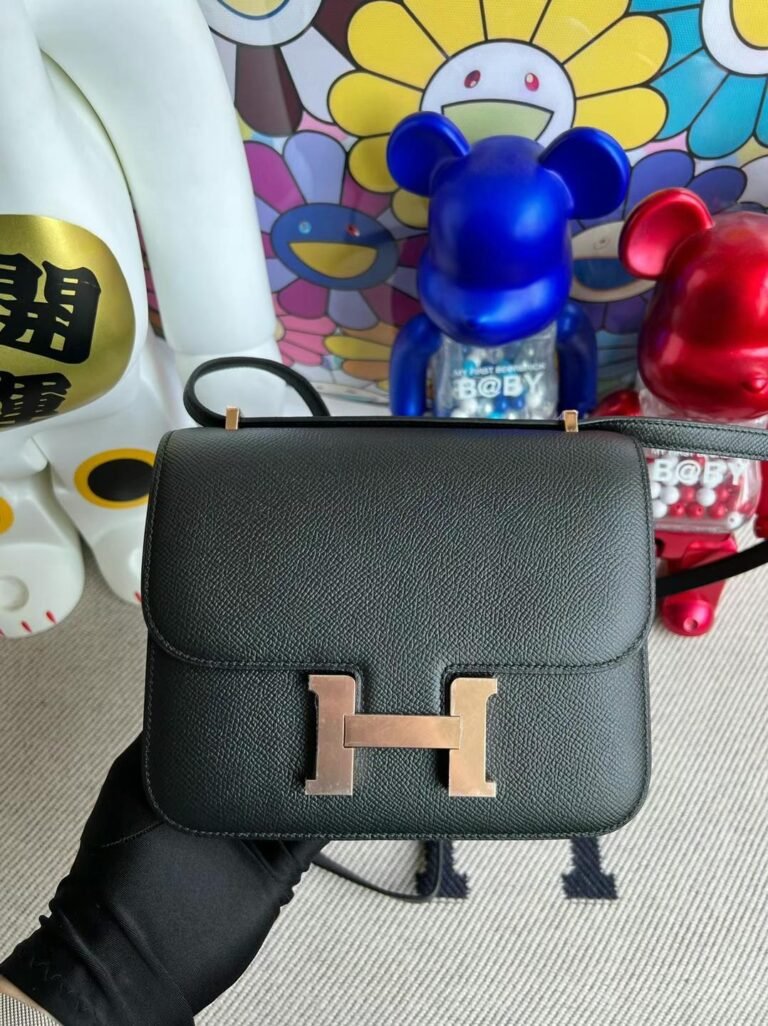 Uncle Bench Hermes Constance Epsom Ck89 Black Rose Gold Hardware 18cm Full Handmade